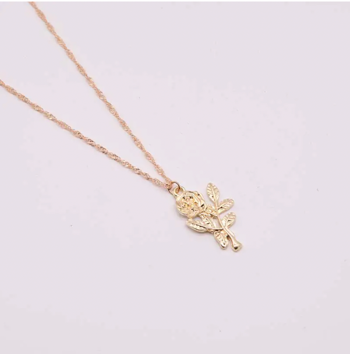Vintage Rose Flower Necklace - by Zuprice